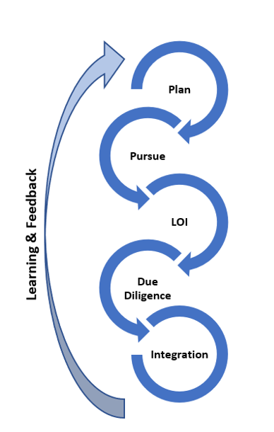 diagram of 5 step approach to M&A
